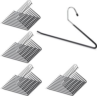 Relaxdays Pack De 48 Perchas Ropa Para Pantalones Antideslizantes, Metal Y Pvc, 35 Cm, Negro