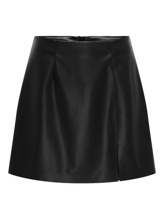 Only Lederimitatrock ONLY ONLELINA FAUX LEATHER SKIRT OTW, Damen, Gr. XL, schwarz, Web, Obermaterial: 100% Polyester, unifarben, kurz, R&ouml;cke Lederimitatroc