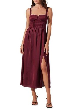 ASTR the Label Pleated Bustier Midi Dress in Wine at Nordstrom Rack, Size Medium
