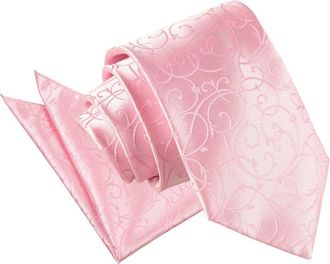 DQT Premium Woven Microfibre Swirl Patterned Baby Pink Mens Wedding Casual Classic Standard 9cm Tie Necktie with Matching Handkerchief Pocket Square Hanky