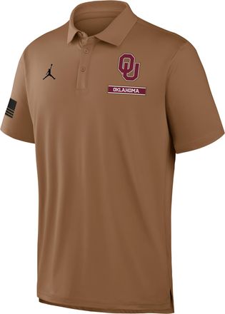 Nike Mens Oklahoma Military Appreciation Jordan Brand Dri-FIT College Polo in Brown | 0JPF2EAOKN-YG7