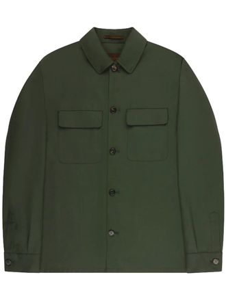 Incotex Dark Green Classic Collar Cotton Jacket