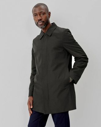 Oliver Sweeney Mens Huntingfield Mac in Dark Grey Textile - Size Medium