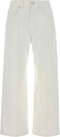 Brunello Cucinelli Contemporary Square Jeans - Dames - Loose Fit Jeans - Wit - L - Katoen - Jeans