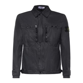 Stone Island Light Jackets, male, Black, Size: L Light Jackets