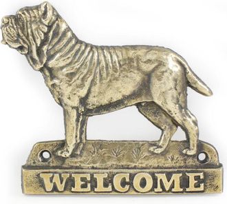 OEM Mast&iacute;n Napolitano, Mast&iacute;n Napolitano, Mastino Napoletano - Placa De Puerta Con Perro, Placa De Bienvenida De Lat&oacute;n, Placa &Uacute;nica Con La Inscripci&oacute;n Wel