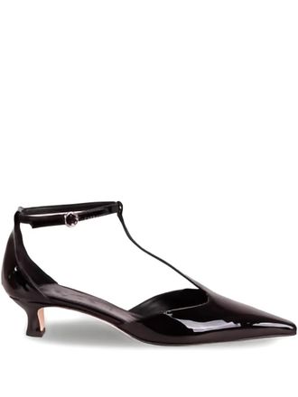 Aeyde 25mm Roda T-strap point-toe pumps - women - Patent Leather/Leather/Leather - 39.5 - Black