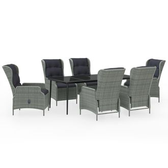 vidaXL Juego De Comedor De Jard&iacute;n 7 Piezas Rat&aacute;n Sint&eacute;tico Gris Vidaxl