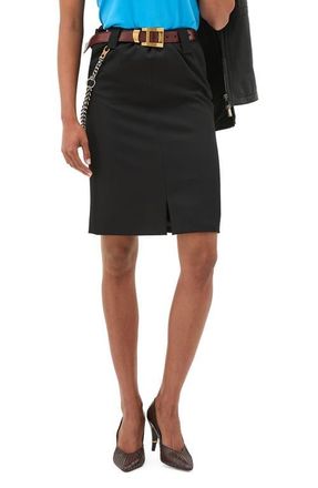 Versace Heavyweight Wool Grain de Poude Pencil Skirt in Black at Nordstrom, Size 4 Us
