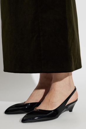 Jil Sander Leather Wedge Shoes, Womens, Black