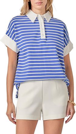 English Factory Stripe Polo Top in Blue/White at Nordstrom, Size X-Small