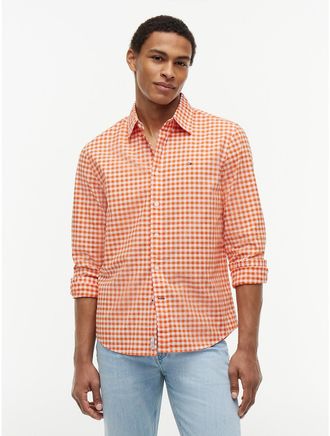 Tommy Hilfiger Mens Regular Fit Gingham Oxford Shirt - Orange - XXXL