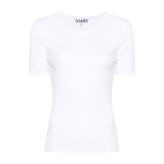 Ganni Dames, Tops, Wit, Maat: M Katoen