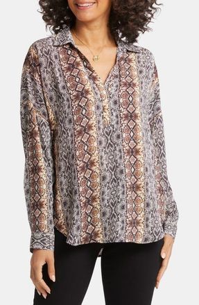 NYDJ Becky Long Sleeve Georgette Top in Ottavia at Nordstrom, Size Xx-Small P