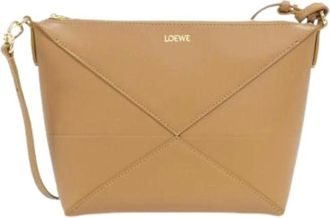 Loewe Pre-owned Cross Body Bags, female, Beige, Size: ONE SIZE Pre-owned Puzzle Fold Calf Shoulder Bag