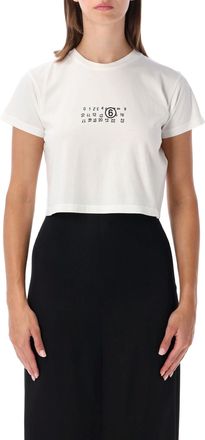 Maison Margiela Cropped Cotton Tee with Numeric Logo Detail