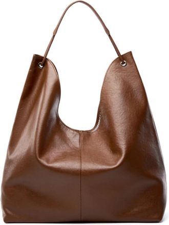 Generic Leather Large Hobo Shoulder Bags For Women Designer Shopping Tote Big Work Ladies Handbags(Brown)