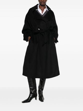 032c Double-Breasted Wool Blend Coat - Black