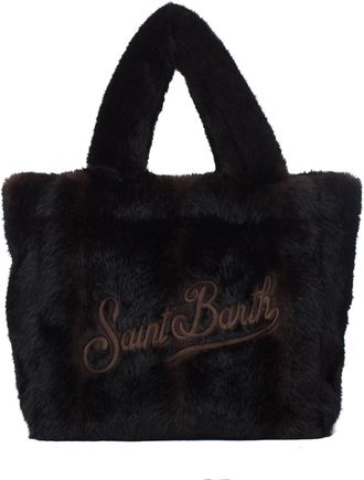 MC2 Saint Barth Black Faux Fur Plush Tote Bag