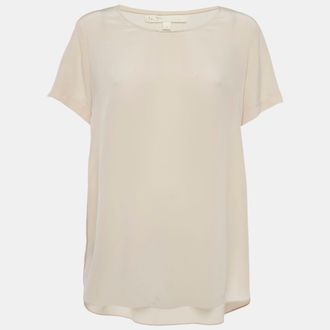 Maje Beige Silk Crew Neck Blouse L