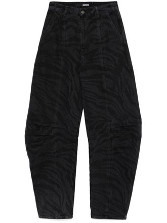 Rotate zebra twill trousers - women - Recycled Cotton - 38 - Black