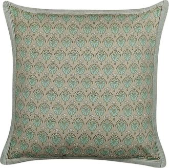 Beliani Beliani - Coj&iacute;n De Algod&oacute;n Verde Oliva 45 X 45 Cm Patr&oacute;n De Hojas Cremallera Pictus