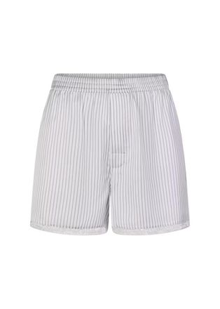 SKIMS Lace-trim Woven Shine Boxer Shorts - Silver - L (UK16-18)