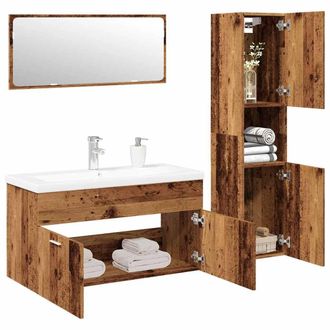 Berkfield Home 4 Piece Bathroom Furniture Set Old Wood Engineered Wood in Brown