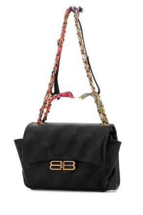 Balenciaga Womens Printed Leather Mini Darling Shoulder Bag Black Borse A Mano