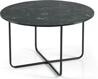 MondoViro Mesa de centro redonda efecto mármol negro cm ø 60x33h