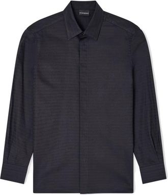 Emporio Armani Black Jacquard Shirt With Classic Collar