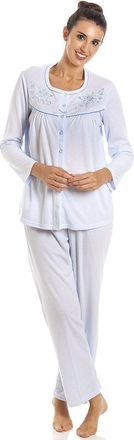 Camille Womens Classic Long Sleeve Full Length Pyjama Sets 22-24 Blue