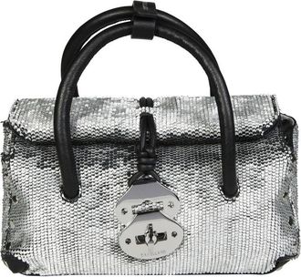Zanellato Compact Silver-Toned Shoulder Bag With Top Handle