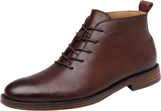 Generic Mens Ankle Boots Anti-slip Non Slip Derby Burnished Toe Cowhide Leather Dress Formal(5.5 UK)