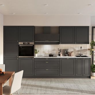 Vicco Mueble De Cocina Fame-line, Antracita-oro Landhaus/antracita, 340 Cm Sin Encimera, Vicco