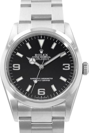 Rolex Pre-owned Rolex Explorer Automatic Chronometer Black Dial Mens Watch 114270 BKSO