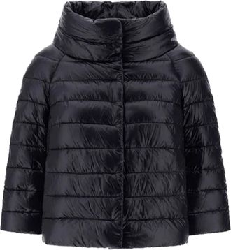 Herno Mini Ultralight Puffer Jacket With Jewel Sleeves And High Collar