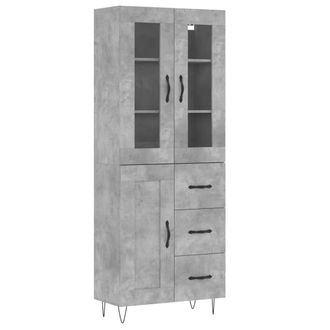 vidaXL Vidaxl - Aparador Alto Madera Contrachapada Gris Hormig&oacute;n 69,5x34x180 Cm
