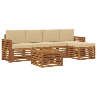 vidaXL Conjunto De Sof&aacute;s De Exterior Con Coj&iacute;n 6 Pcs Natural Y Beige Vidaxl