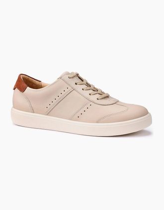 Hotter Womens Maeve Womens Wide Fit Trainers - Cement Leather Suede - Size: 6.5