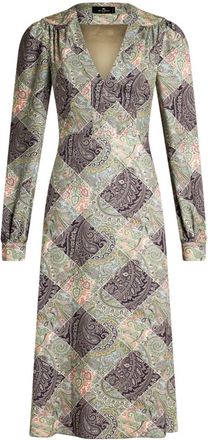 Etro check print twill dress - women - Viscose - 48 - Green