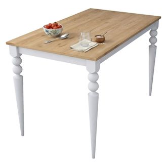 Dmora Mesa Fija Cingoli, 6 Asientos, Forma Rectangular, Soporta 120 Kg, 120x70x74h Cm Blanco