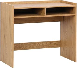 Sweeek Escritorio decorativo de madera con 2 compartimentos, roble