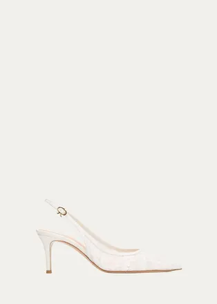 Gianvito Rossi 70mm Floral Lace Slingback Pumps