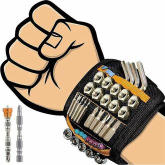 OEM Pulsera Magn&eacute;tica Con 20 Potentes Imanes Para Sujetar Tornillos, Clavos Y Brocas, 2 Bolsas De Almacenamiento Invisibles (incluye 2 Puntas De Destornil