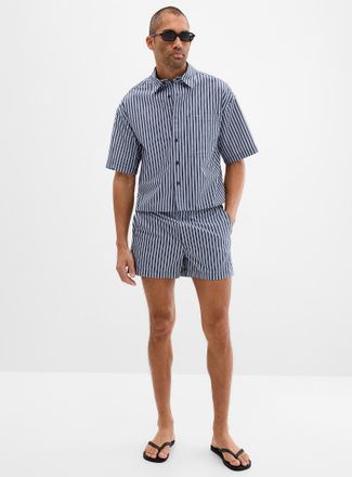 Le 31 Mens Pyjama-striped poplin short Inseam: 4