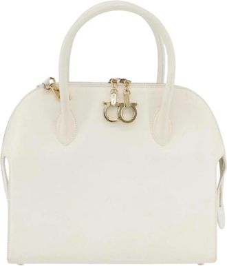Ferragamo Pre-owned Handbags, female, White, Size: ONE SIZE Pre-owned Vintage Gancini Dome Satchel