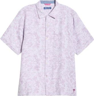 Tommy Bahama Torres Gardens Floral Jacquard Short Sleeve Button-Up Shirt in Wild Aster at Nordstrom, Size Xxx-Large