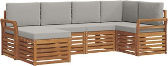vidaXL Conjunto De Sof&aacute;s De Exterior 6 Uds. Gris Natural Y Claro Vidaxl