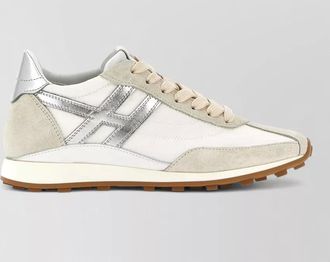 Hogan sneakers metallic accents suede panels rubber sole